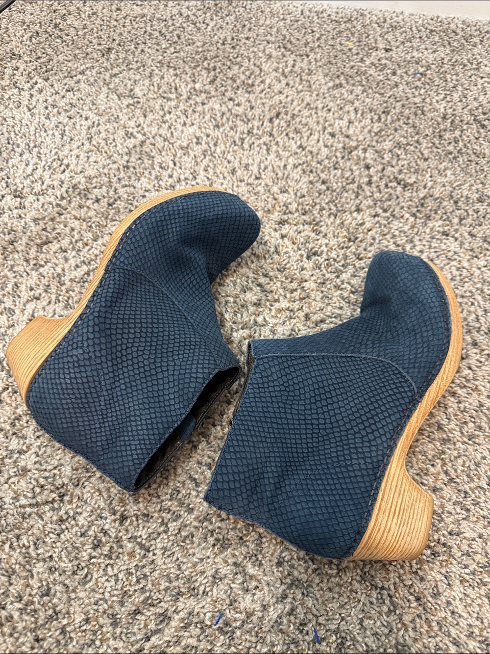 Dansko Maria Blue Textured Ankle Boots 38